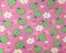 Pink-Green-Multi Polyester Ladybug Floral Printed Polar Fleece Knit Fabric By the Yard